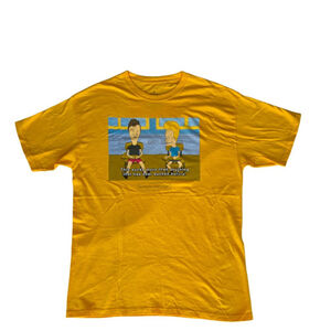 Vintage Style Beavis and Butt-Head Yellow Graphic Tee MTV 90s Comedy Adult Large